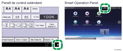 Il·lustració de pantalla del panell d'operacions