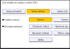 Ilustrace displeje ovládacího panelu