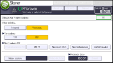 Ilustrace displeje ovládacího panelu