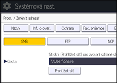 Ilustrace displeje ovládacího panelu