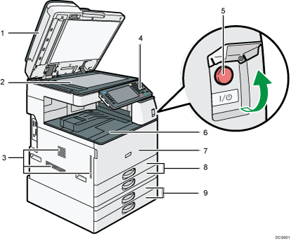 Číslovaná ilustrace hlavního zařízení