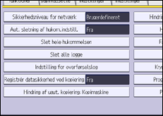 Illustration af skærmbilledet på betjeningspanelet
