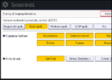 Illustration af skærmbilledet på betjeningspanelet