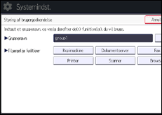 Illustration af skærmbilledet på betjeningspanelet