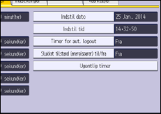 Illustration af skærmbilledet på betjeningspanelet