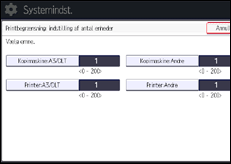 Illustration af skærmbilledet på betjeningspanelet