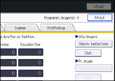 Illustration af skærmbilledet på betjeningspanelet