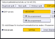 Illustration af skærmbilledet på betjeningspanelet
