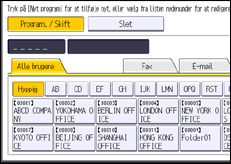 Illustration af skærmbilledet på betjeningspanelet