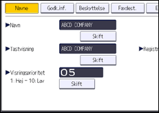 Illustration af skærmbilledet på betjeningspanelet