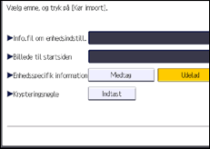 Illustration af skærmbilledet på betjeningspanelet