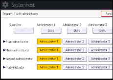 Illustration af skærmbilledet på betjeningspanelet