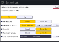 Illustration af skærmbilledet på betjeningspanelet