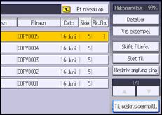 Illustration af skærmbilledet på betjeningspanelet