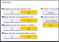 Illustration af skærmbilledet på betjeningspanelet