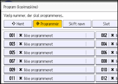 Illustration af skærmbilledet på betjeningspanelet