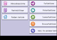 Illustration af skærmbilledet på betjeningspanelet