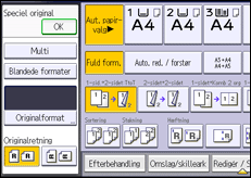Illustration af skærmbilledet på betjeningspanelet