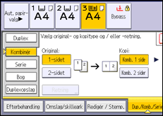 Illustration af skærmbilledet på betjeningspanelet