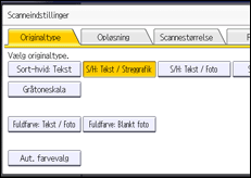 Illustration af skærmbilledet på betjeningspanelet