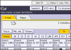 Illustration af skærmbilledet på betjeningspanelet