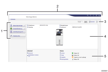 Nummereret illustration af webbrowser-skærm