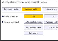 A kezelőpanel ismertetése