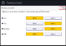 A kezelőpanel ismertetése