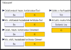 A kezelőpanel ismertetése