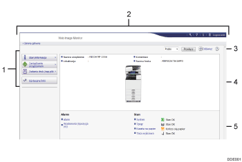Ilustracja ekranu przeglądarki internetowej — ilustracja z numerowanymi odnośnikami