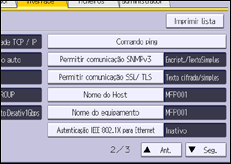 Ilustração do ecrã do painel de operação