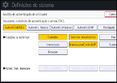 Ilustração do ecrã do painel de operação