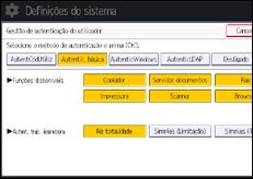 Ilustração do ecrã do painel de operação