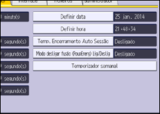 Ilustração do ecrã do painel de operação