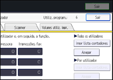 Ilustração do ecrã do painel de operação