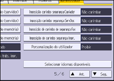 Ilustração do ecrã do painel de operação