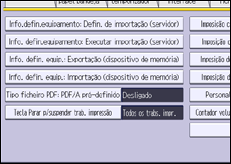 Ilustração do ecrã do painel de operação