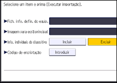 Ilustração do ecrã do painel de operação