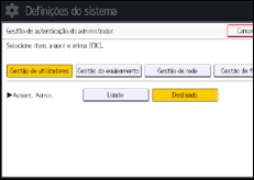Ilustração do ecrã do painel de operação