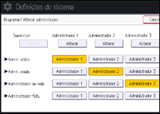 Ilustração do ecrã do painel de operação