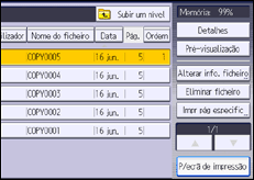 Ilustração do ecrã do painel de operação