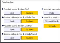 Ilustração do ecrã do painel de operação
