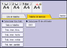 Ilustração do ecrã do painel de operação