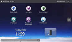 Ilustração do ecrã do painel de operação