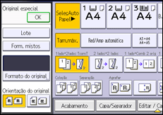 Ilustração do ecrã do painel de operação