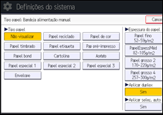 Ilustração do ecrã do painel de operação