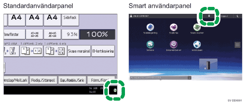 Bild av användarpanelens skärm