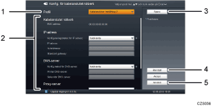 Bild av skärm (numrerade detaljer)