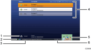 Afbeelding van het scherm met genummerde onderdelen