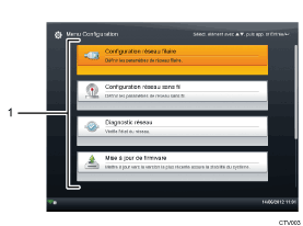 Illustration d'écran numérotée avec le texte associé à l'illustration